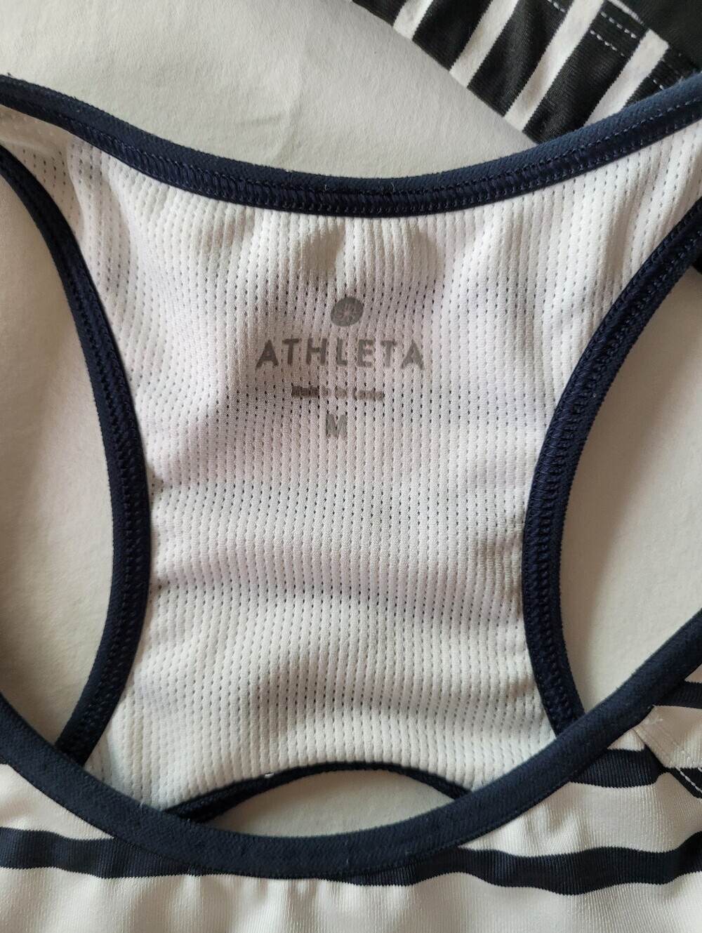 Athleta Black & White Striped Racerback Sports Bras - Twin Pack Size Ml - Picture 3 of 10